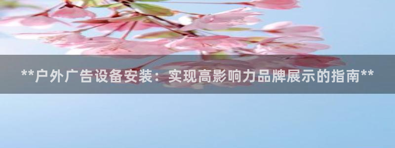 杏宇平台代理怎么样：**户外广告设备安装：实现高影响力品牌展示的指南**