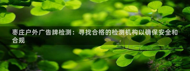 杏宇平台官网注册：枣庄户外广告牌检测：寻找合格的检测机构以确保安全和
合规
